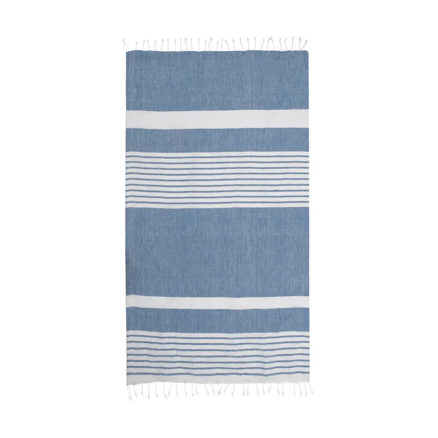 Ella hamam gestreepte handdoek 90x170 cm, Blauw Sagaform