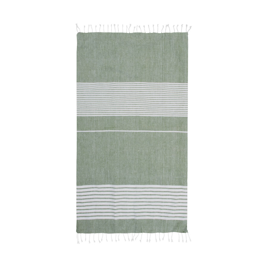 Sagaform Ella hamam gestreepte handdoek 90x170 cm Groen