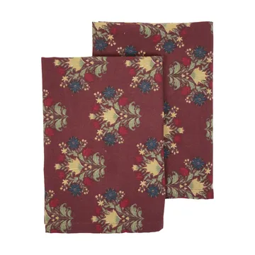 Linnea theedoek 2-pack - Gemêleerd wijnrood, 50x70 cm - Sagaform