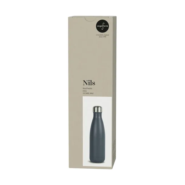 Nils stalen fles 50 cl, Grijs Sagaform