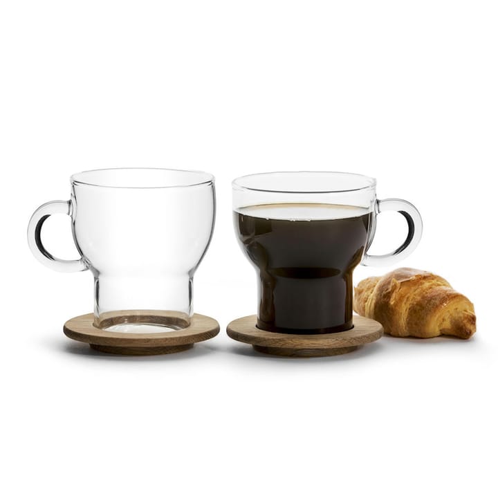 Oak glazen mok met eiken onderzetter 2-pack - 2-pack - Sagaform