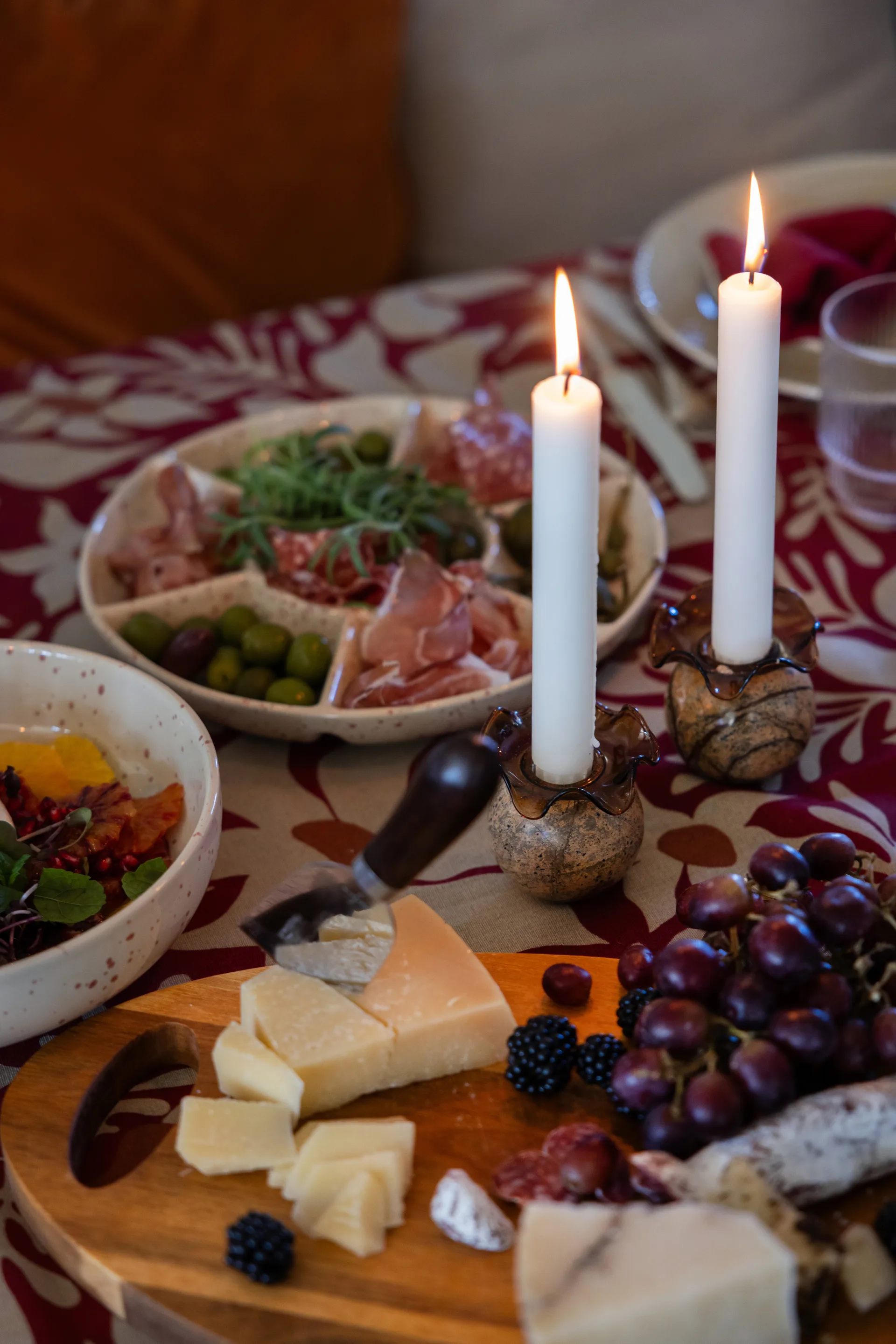 Sten kandelaar Ø6 cm, Bruine bosmarmer Sagaform