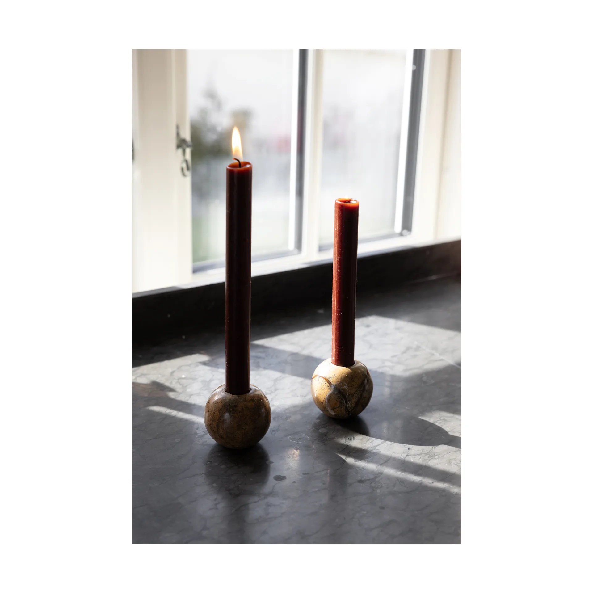 Sten kandelaar Ø6 cm, Bruine bosmarmer Sagaform