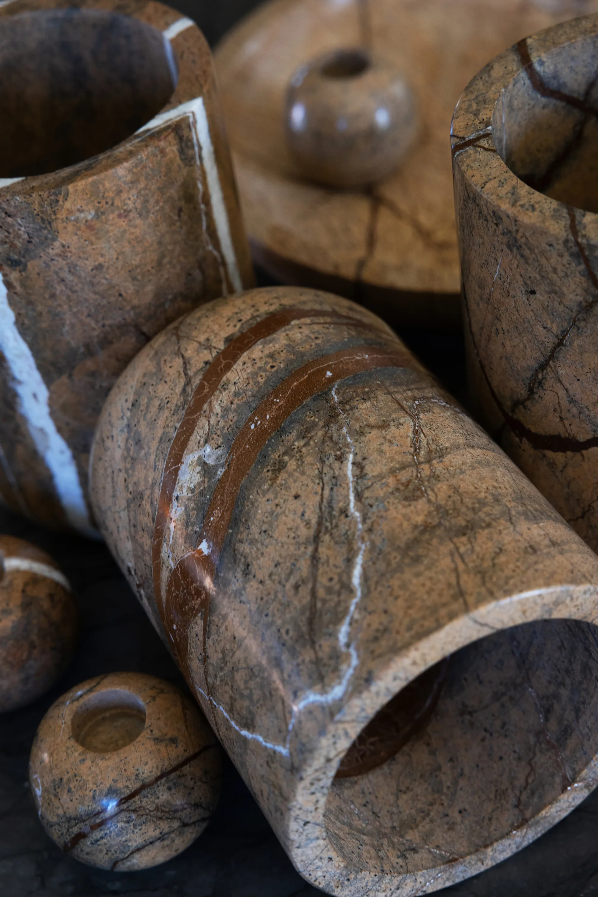 Sten kandelaar Ø6 cm, Bruine bosmarmer Sagaform