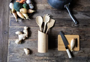 Satake keukengerei & houder - Bamboe, 4 delen - Satake