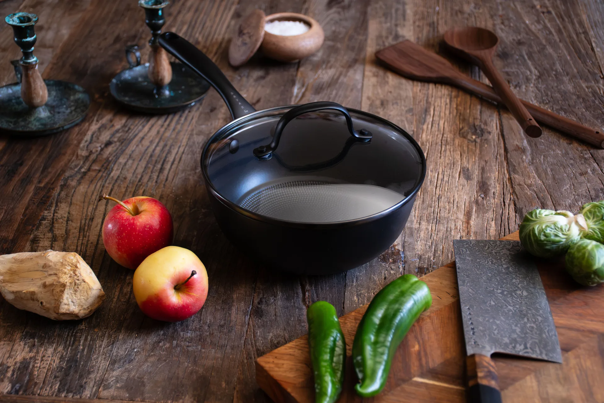 Satake sauteersteelpan met glazen deksel 2-delig, 2 L Satake