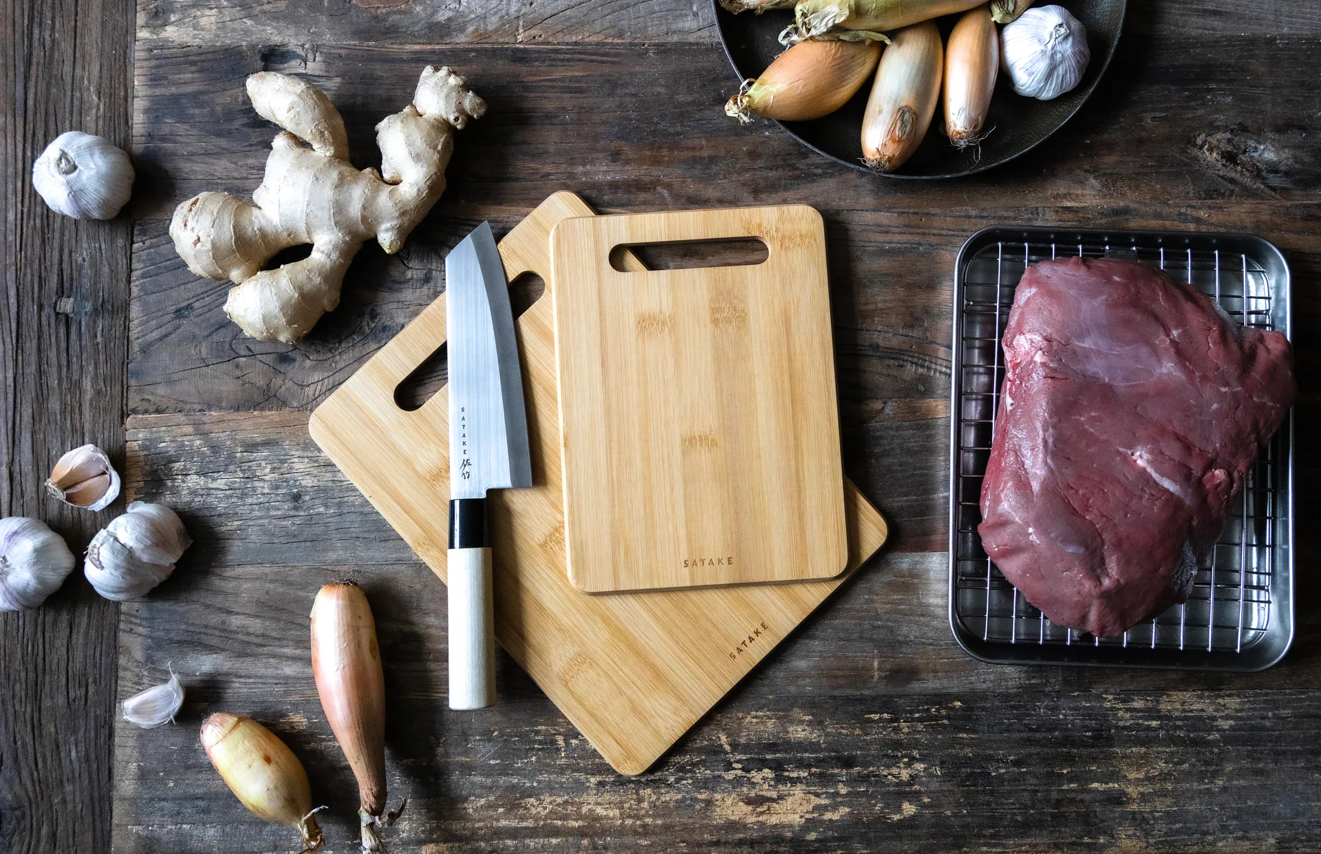 Satake snijplank, Bamboe, 2 delen Satake