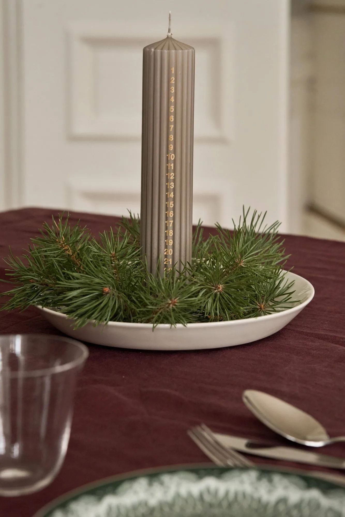 Awaiting adventskaars, Linen, 25 cm Scandi Essentials