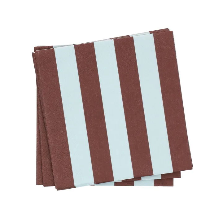 Bold Stripe papieren servet - Wijnrood-blauw, 20-pack, 33x33 cm - Scandi Essentials