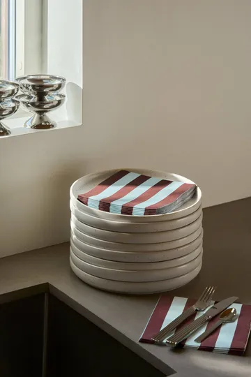 Bold Stripe papieren servet - Wijnrood-blauw, 20-pack, 33x33 cm - Scandi Essentials