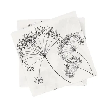 Botanical papieren servet - Wit-zwart, 20-pack, 33x33 cm - Scandi Essentials