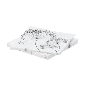 Botanical papieren servet - Wit-zwart, 20-pack, 33x33 cm - Scandi Essentials