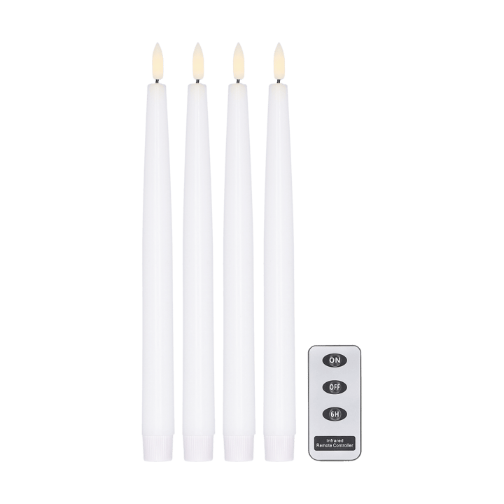 Bright ledkaarsen 28,5 cm 4-pack met afstandsbediening - Wit - Scandi Essentials