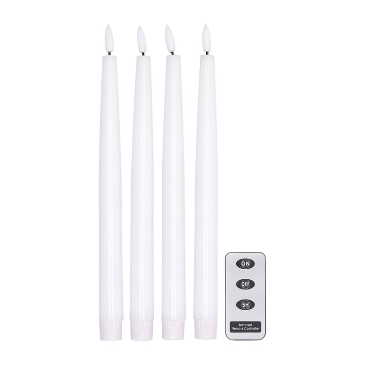 Bright ledkaarsen 28,5 cm 4-pack met afstandsbediening - Wit - Scandi Essentials
