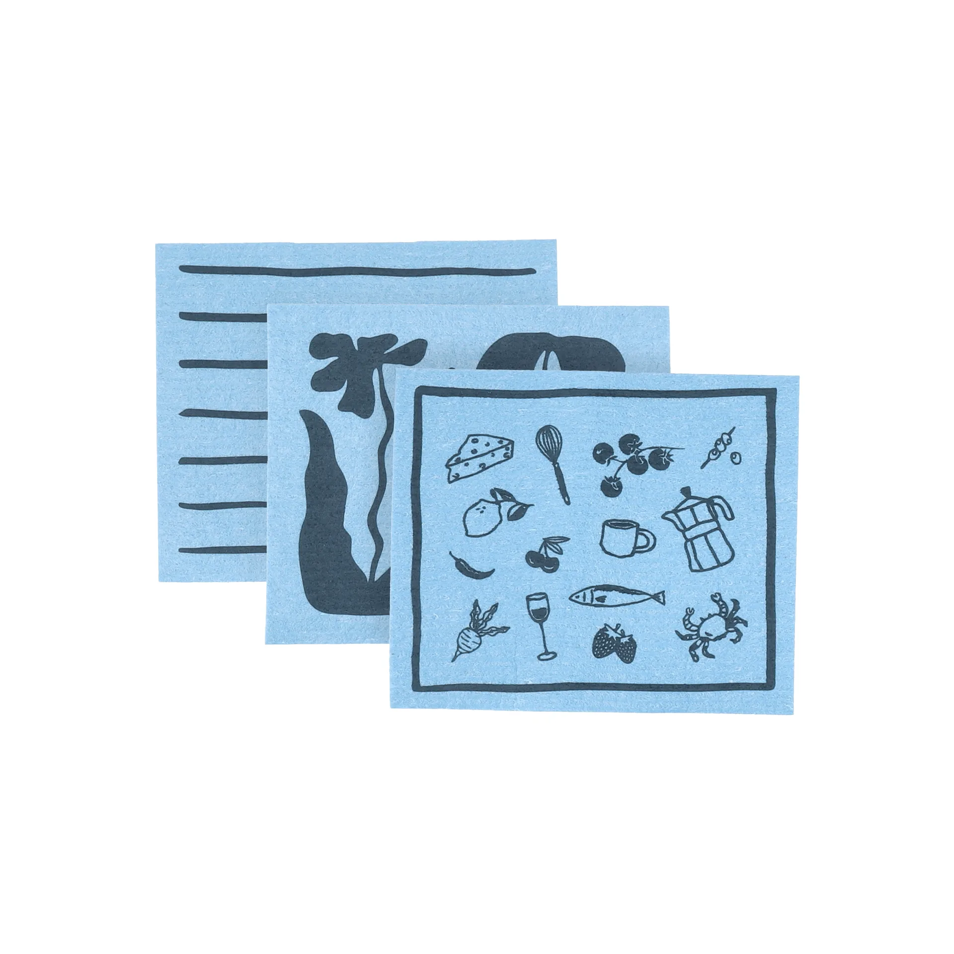 Daily vaatdoek met patroon, Blauw, 3-pack Scandi Essentials