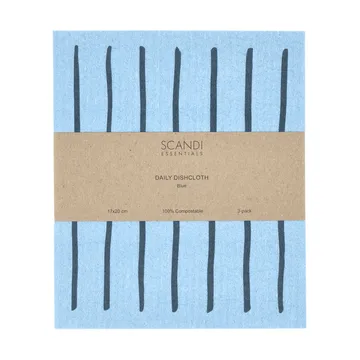 Daily vaatdoek met patroon - Blauw, 3-pack - Scandi Essentials