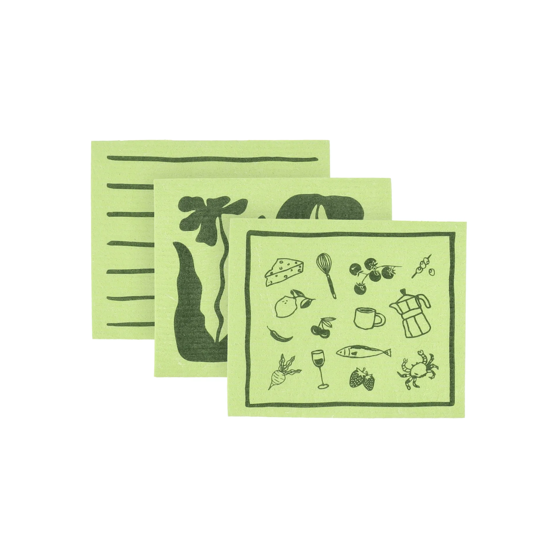 Daily vaatdoek met patroon, Groen, 3-pack Scandi Essentials