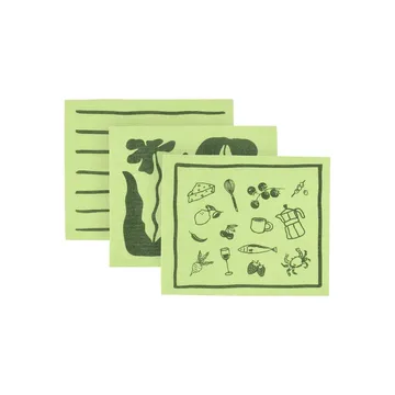 Daily vaatdoek met patroon - Groen, 3-pack - Scandi Essentials