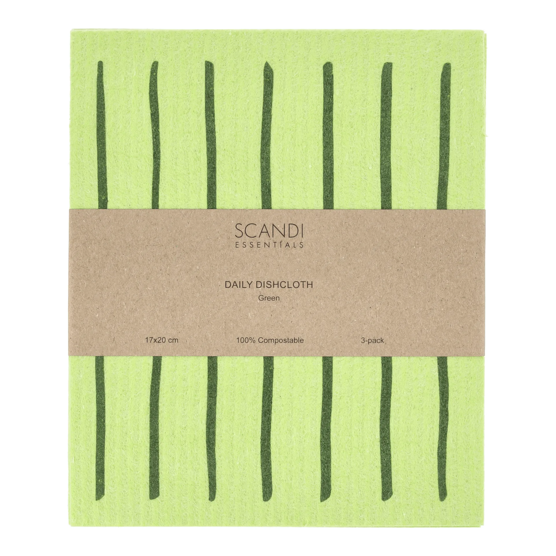 Daily vaatdoek met patroon, Groen, 3-pack Scandi Essentials