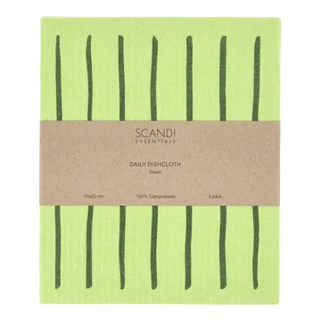 Daily vaatdoek met patroon - Groen, 3-pack - Scandi Essentials
