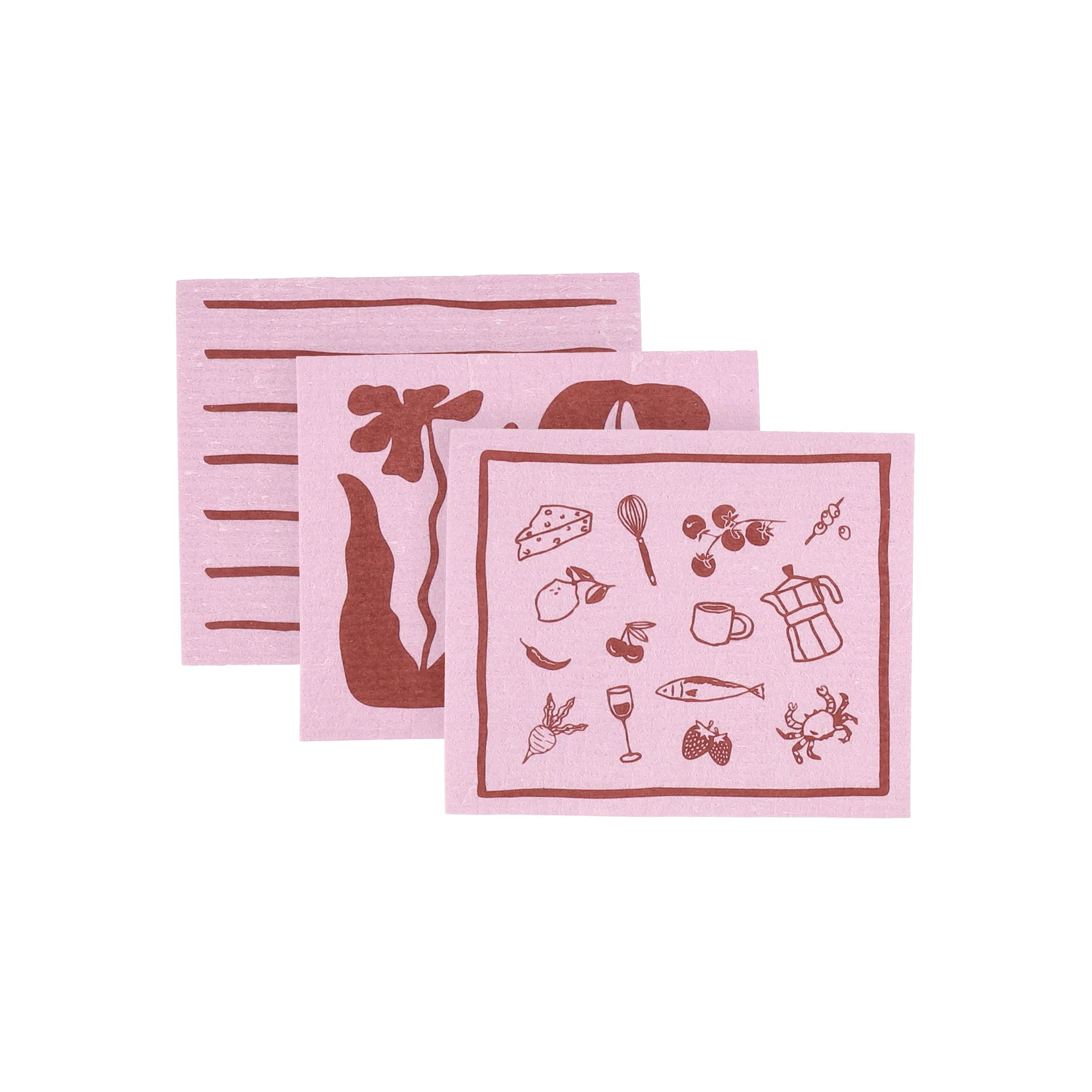 Daily vaatdoek met patroon, Roze, 3-pack Scandi Essentials