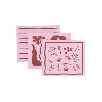 Daily vaatdoek met patroon - Roze, 3-pack - Scandi Essentials