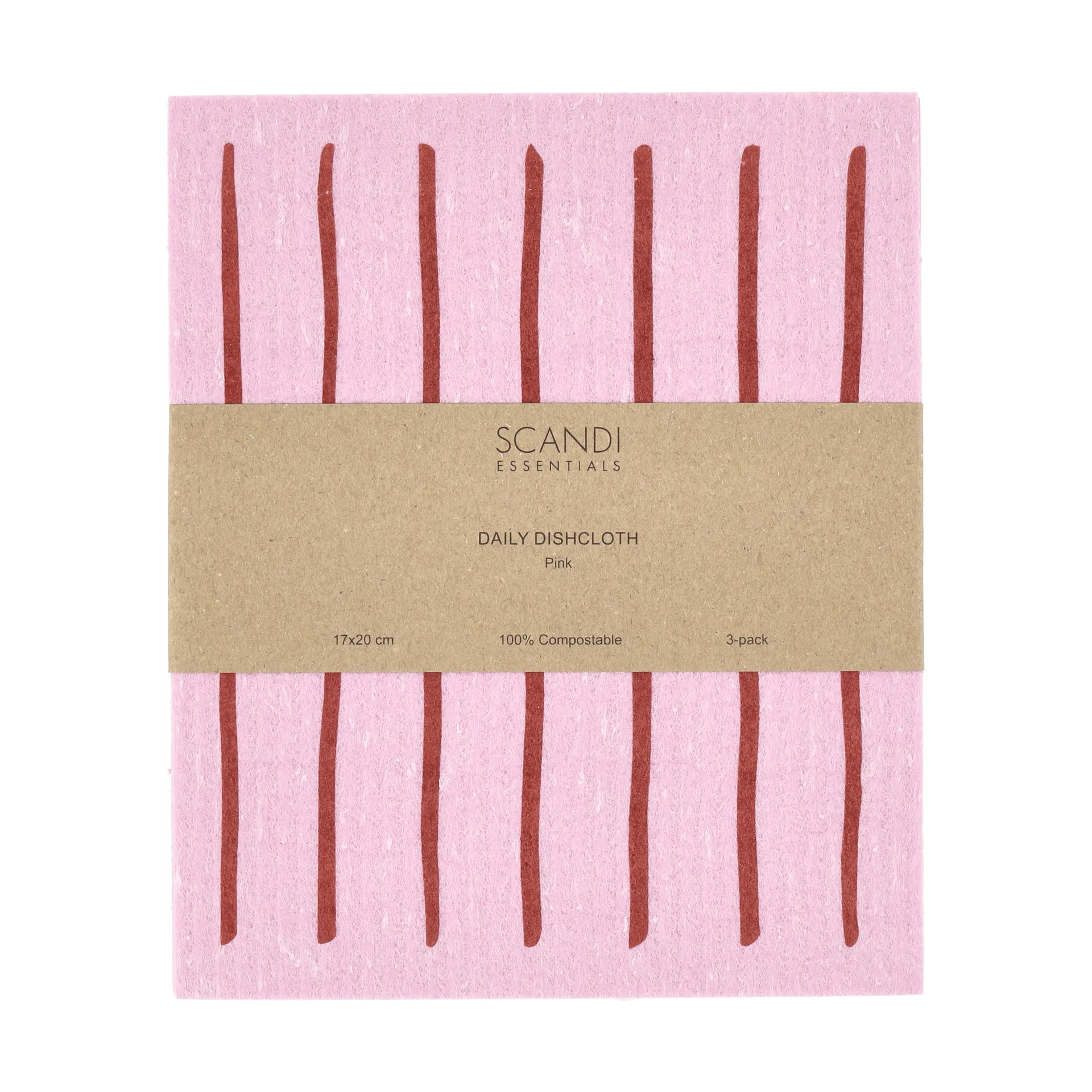 Daily vaatdoek met patroon, Roze, 3-pack Scandi Essentials