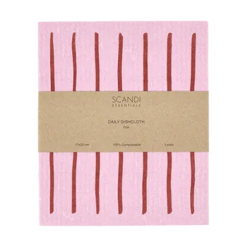 Daily vaatdoek met patroon - Roze, 3-pack - Scandi Essentials