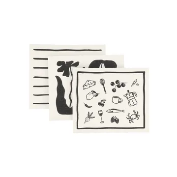 Daily vaatdoek met patroon - Wit, 3-pack - Scandi Essentials