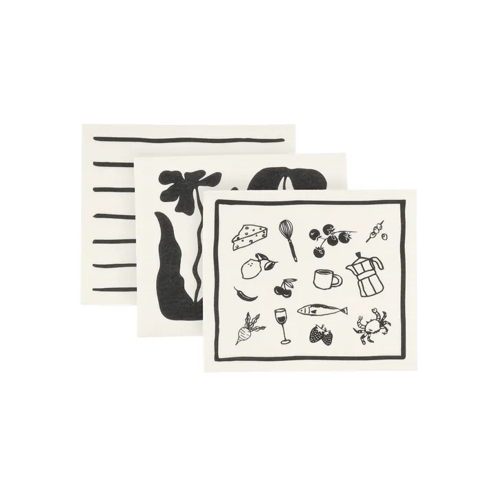 Daily vaatdoek met patroon - Wit, 3-pack - Scandi Essentials