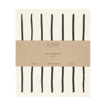 Daily vaatdoek met patroon - Wit, 3-pack - Scandi Essentials