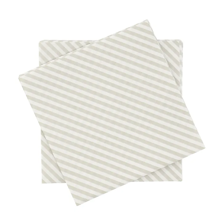 fijngestreepte papieren servet - Wit-beige, 20-pack, 33x33 cm - Scandi Essentials