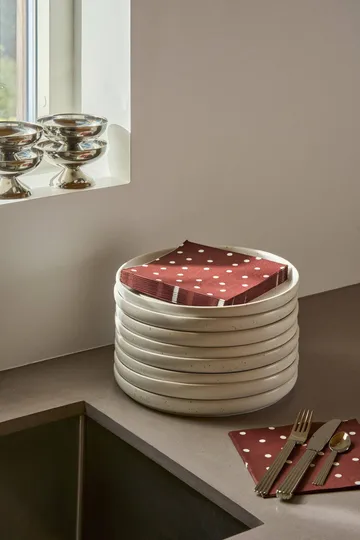 Fine dots papieren servet - wijnrood-wit, 20-pack, 33x33 cm - Scandi Essentials