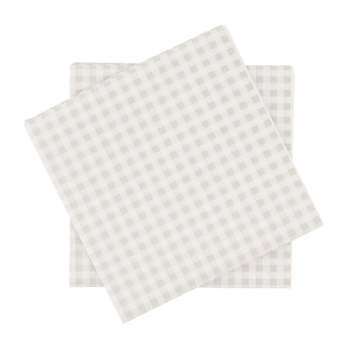 Fine grid papieren servet - Wit-beige, 20-pack, 33x33 cm - Scandi Essentials