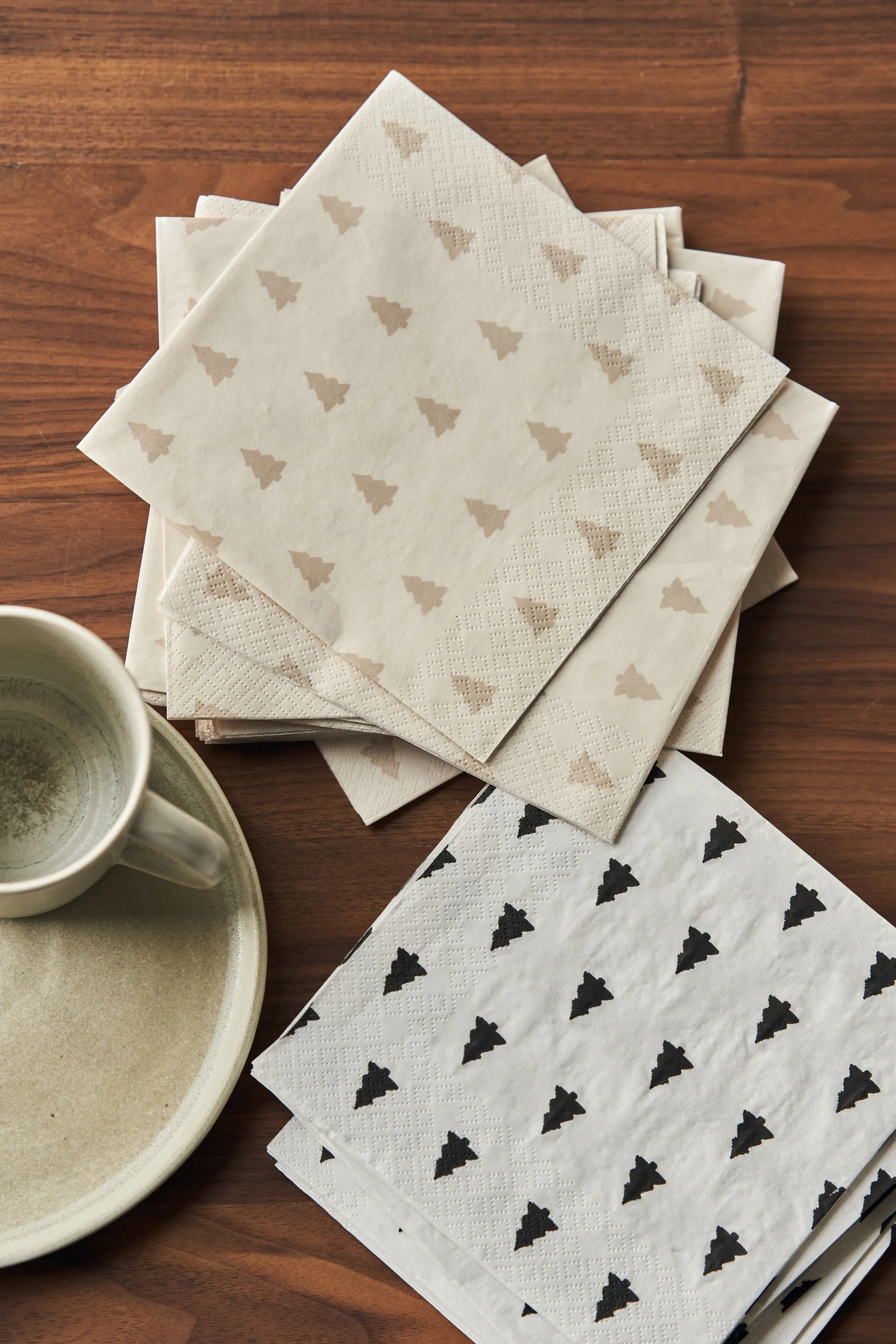 Linen trees servet 33x33 cm 20-pack, black-white Scandi Essentials