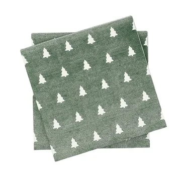 Linen trees servet 33x33 cm 20-pack - Green-white - Scandi Essentials