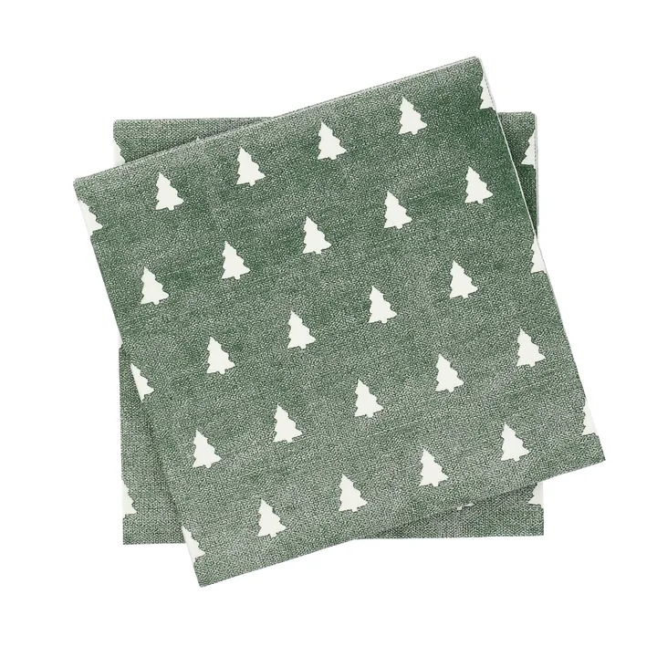 Linen trees servet 33x33 cm 20-pack - Green-white - Scandi Essentials