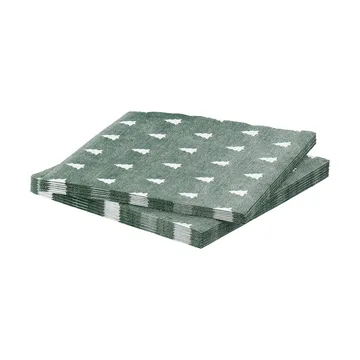 Linen trees servet 33x33 cm 20-pack - Green-white - Scandi Essentials