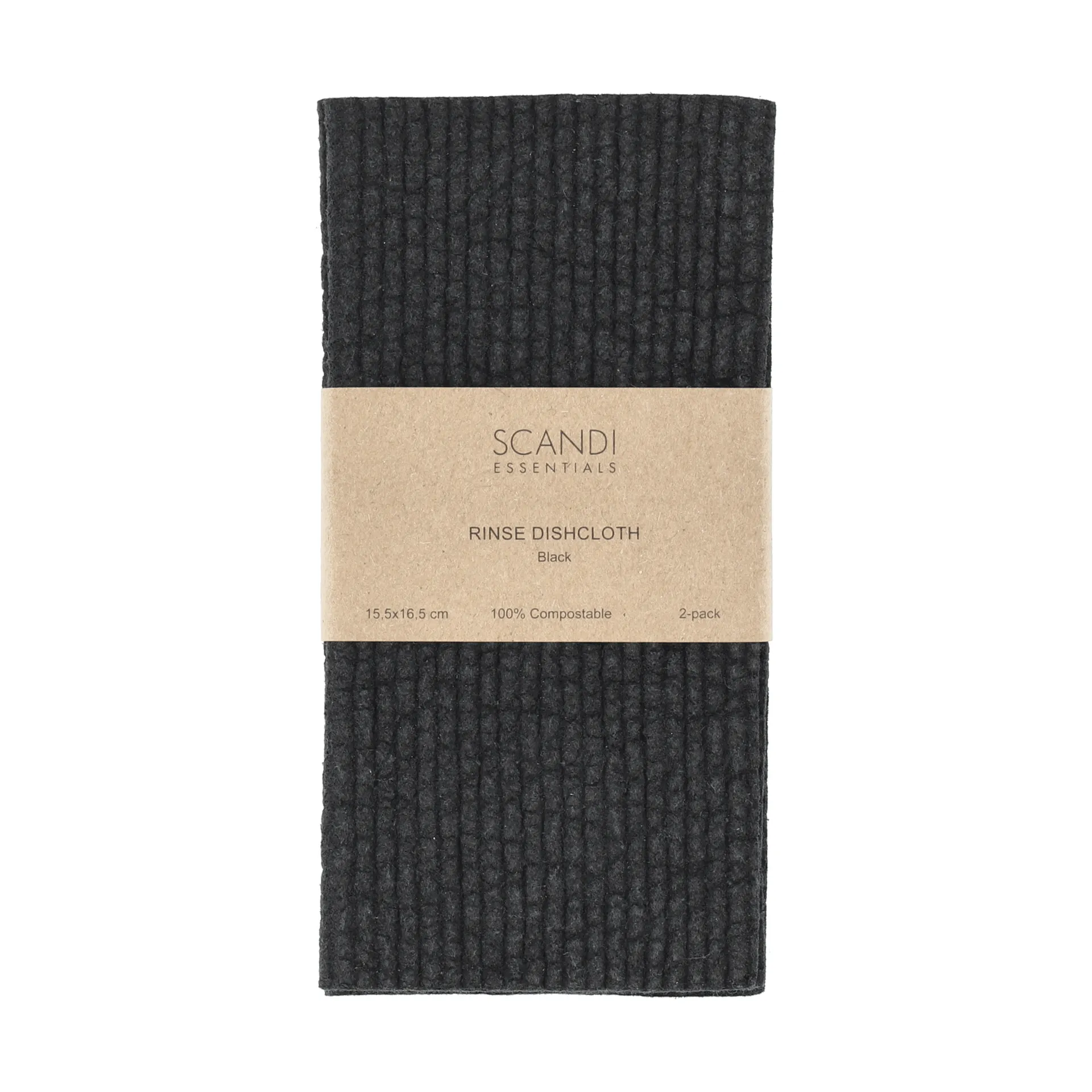 Rinse vaatdoekje, zwart, 2-pack Scandi Essentials