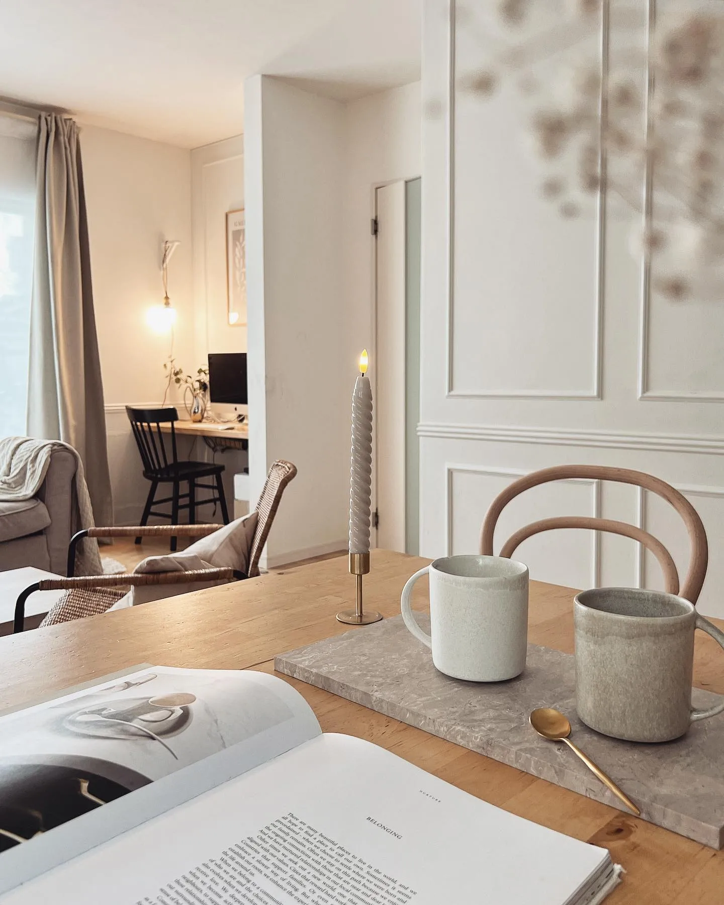 Twisted ledkaarsen 25 cm 2-pack, Beige Scandi Essentials