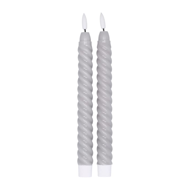 Twisted ledkaarsen 25 cm 2-pack, Grijs Scandi Essentials