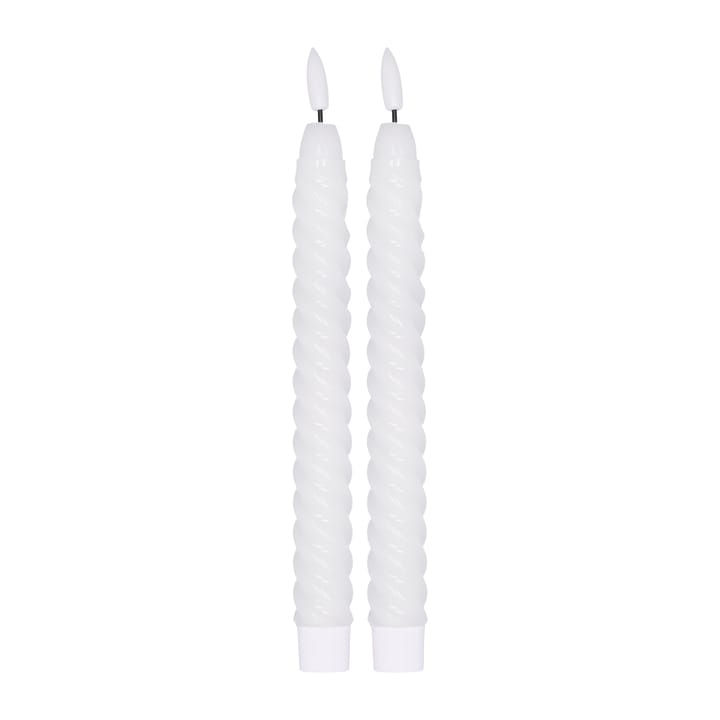 Twisted ledkaarsen 25 cm 2-pack - Wit - Scandi Essentials