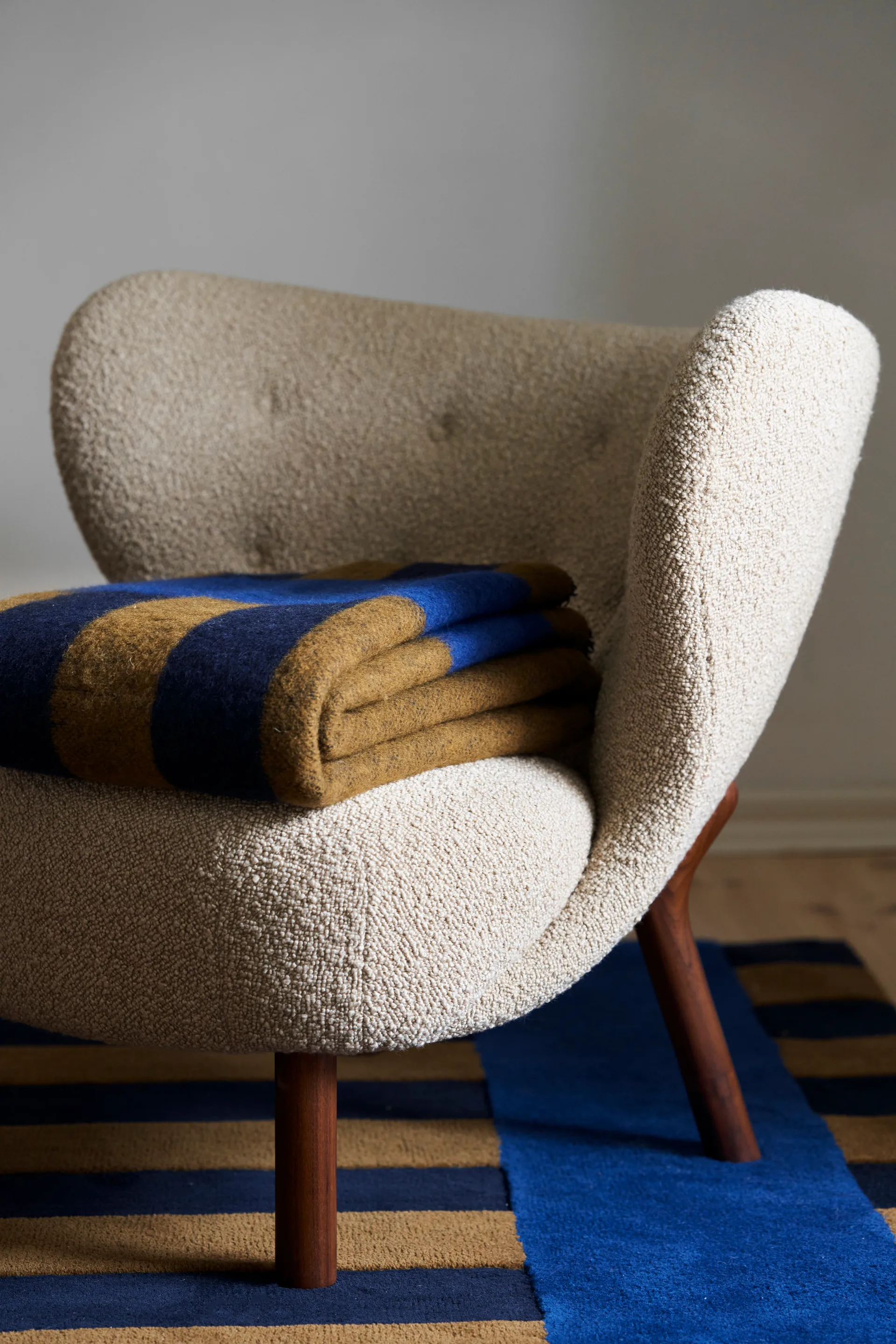 Aisles wollen plaid 130x180 cm, Blauw Scandi Living