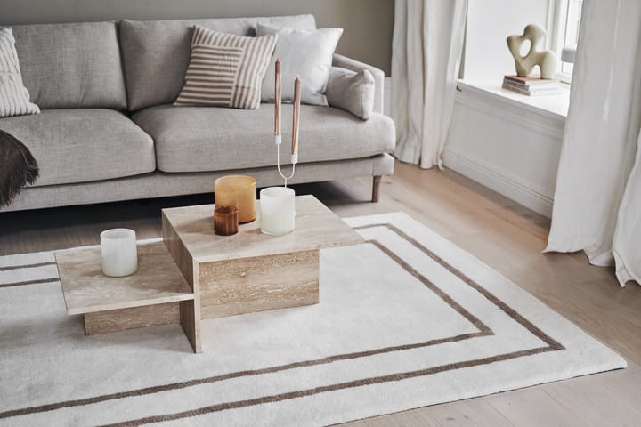 Borders wollen vloerkleed, Wit-beige 170x240 cm Scandi Living