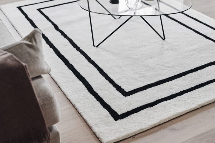 Borders wollen vloerkleed, Wit-zwart 170x240 cm Scandi Living