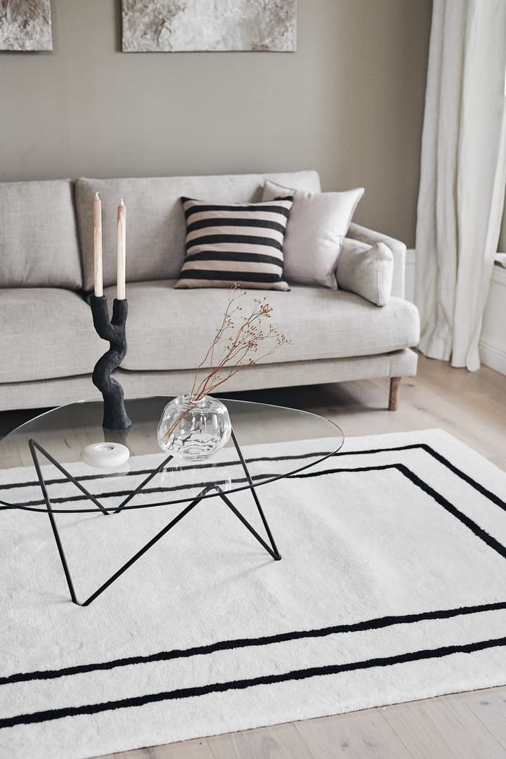Borders wollen vloerkleed, Wit-zwart 170x240 cm Scandi Living