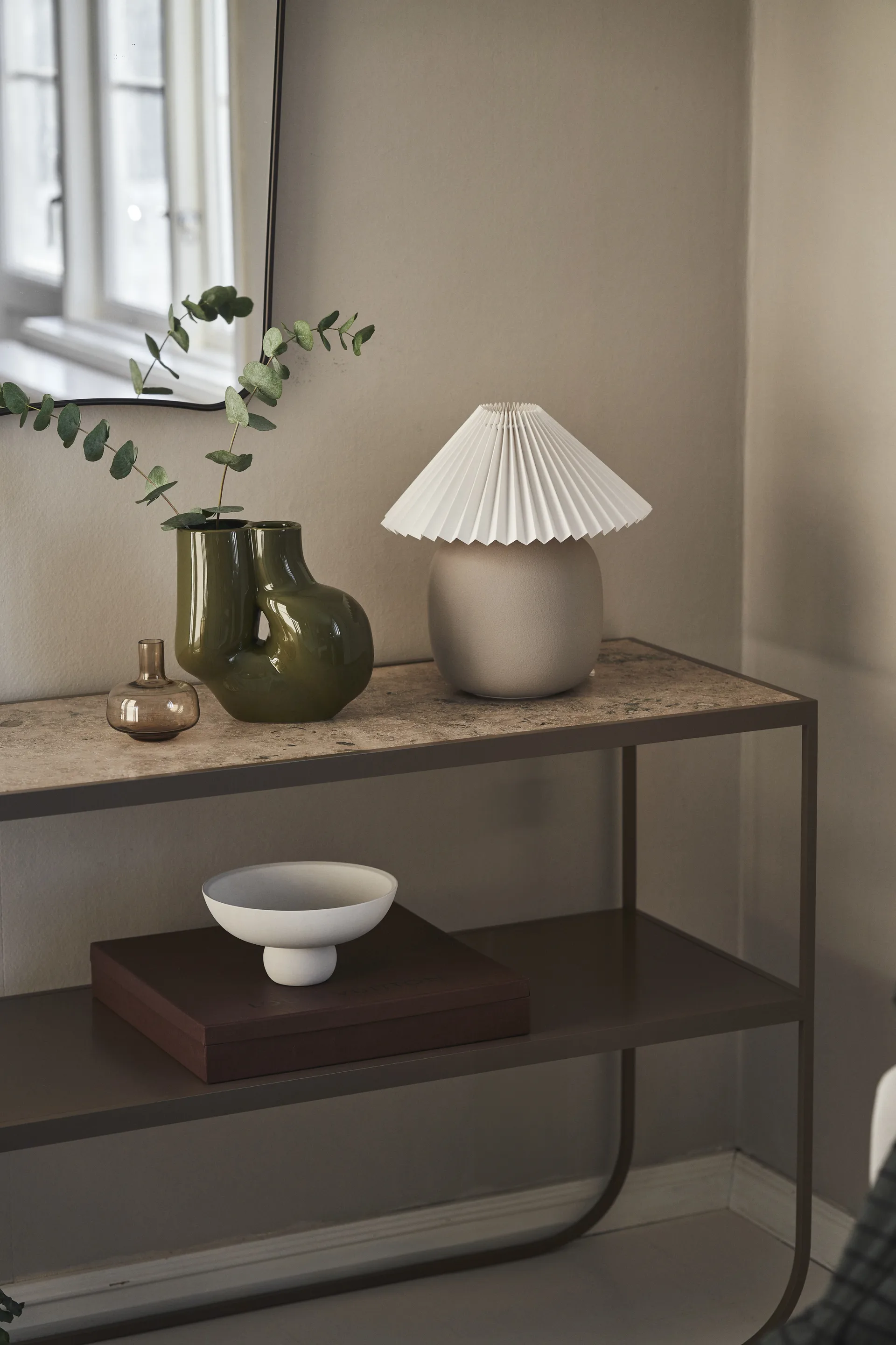 Boulder tafellamp 29 cm grey-pleated white,  Scandi Living