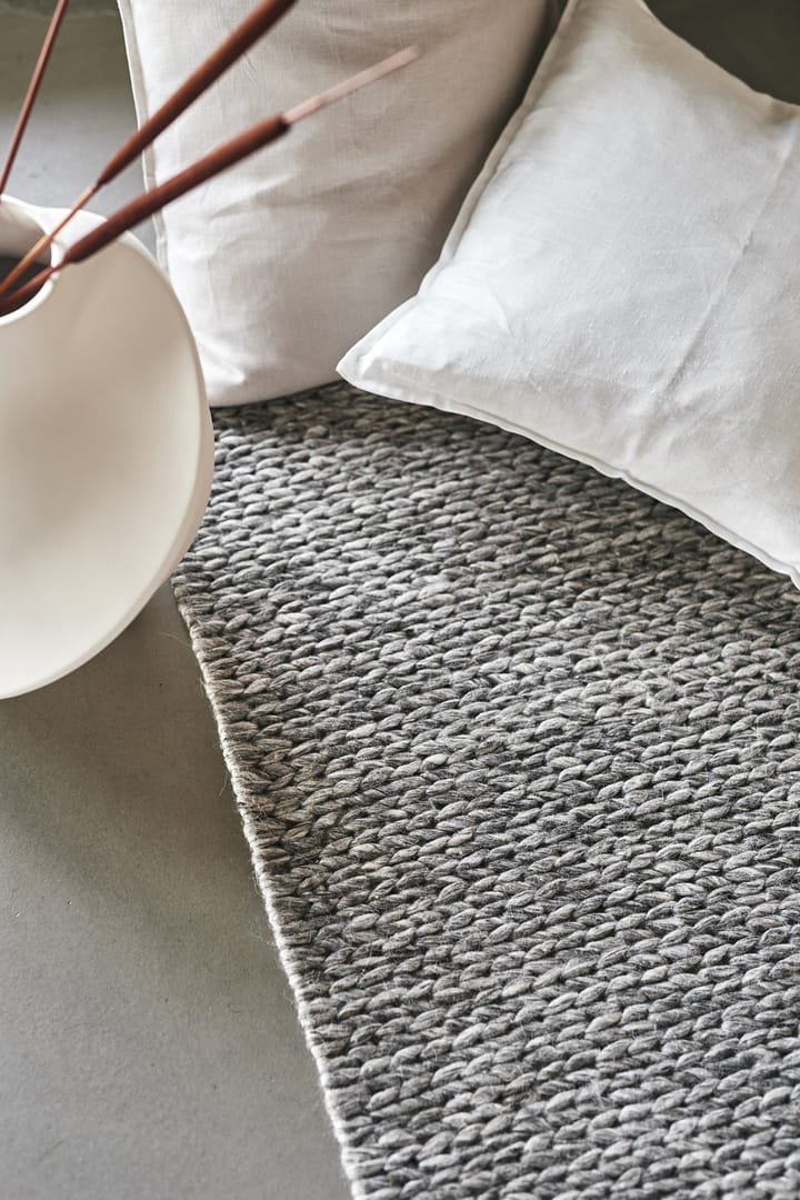 Braided wollen vloerkleed natuurgrijs, 200x300 cm Scandi Living