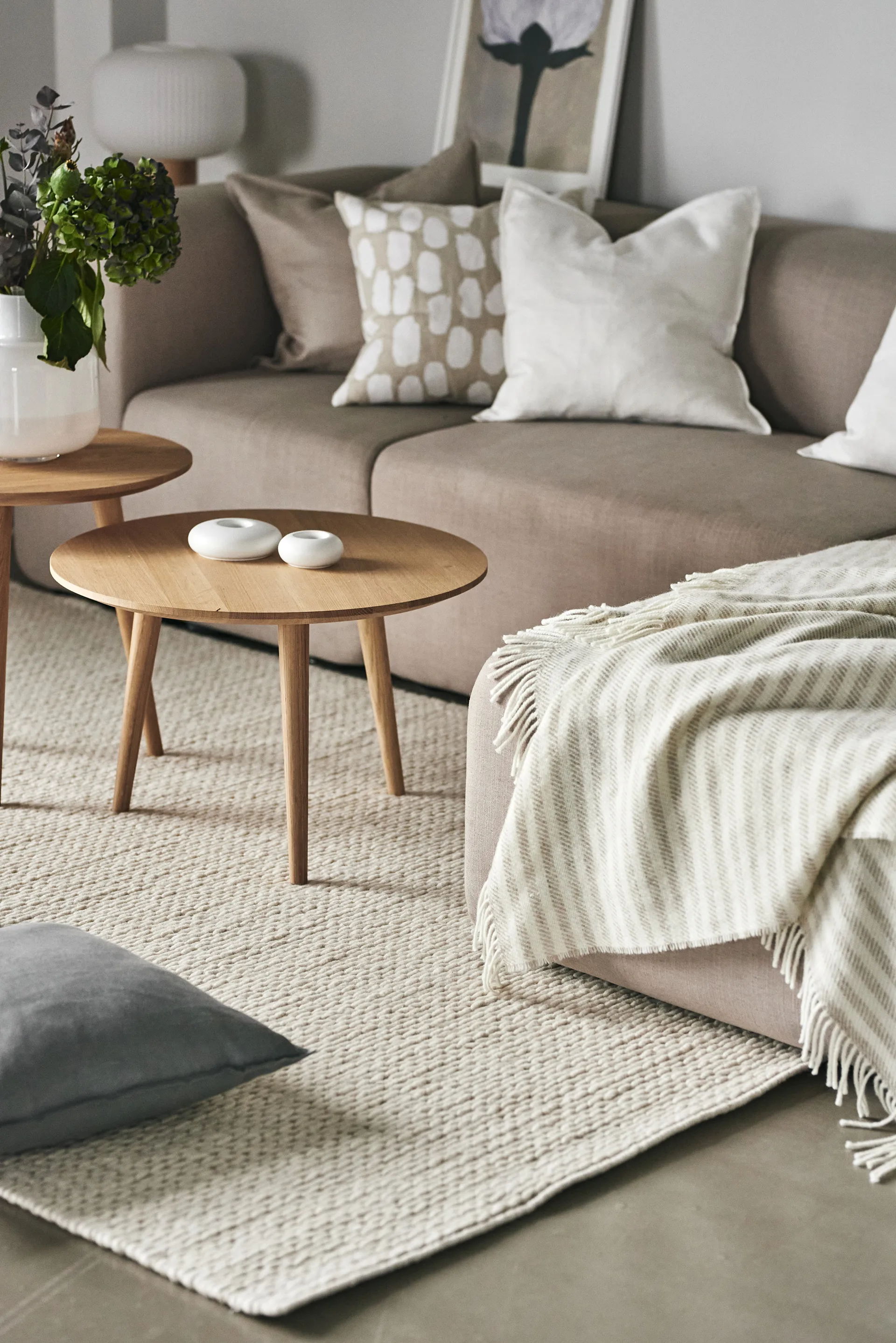 Braided wollen vloerkleed natuurwit, 170x240 cm Scandi Living