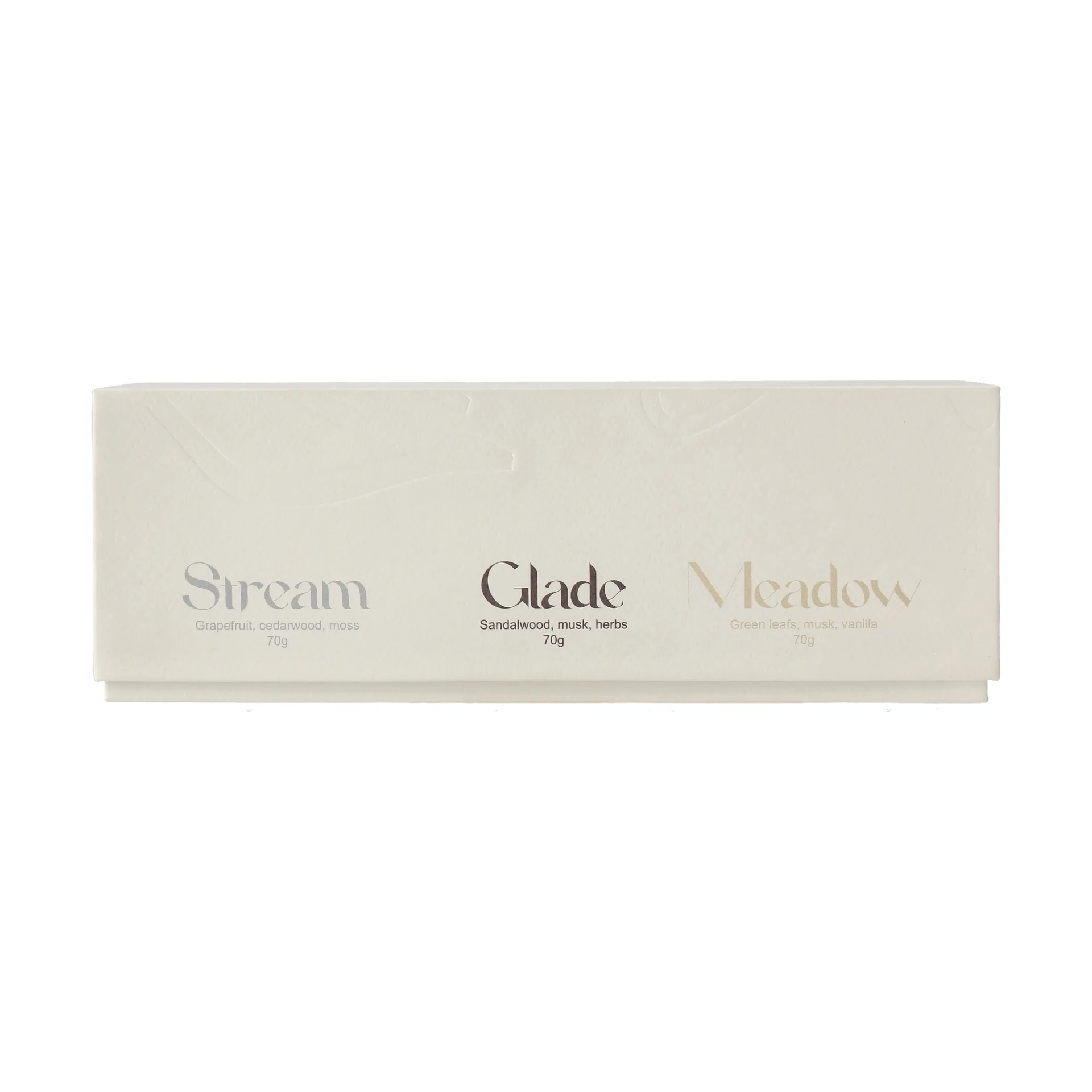 Cadeauverpakking geurkaars 70g 3-pack, Stream/Glade/Meadow Scandi Living